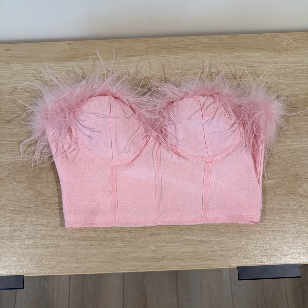 Superdown Pink Feather Bustier